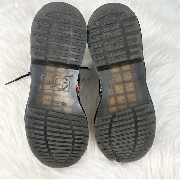 SOLD OUT Dr Martens 1460 Pascal Floral Mash Up Lace Up Black Combat Boots Sz 9 - Picture 12 of 13